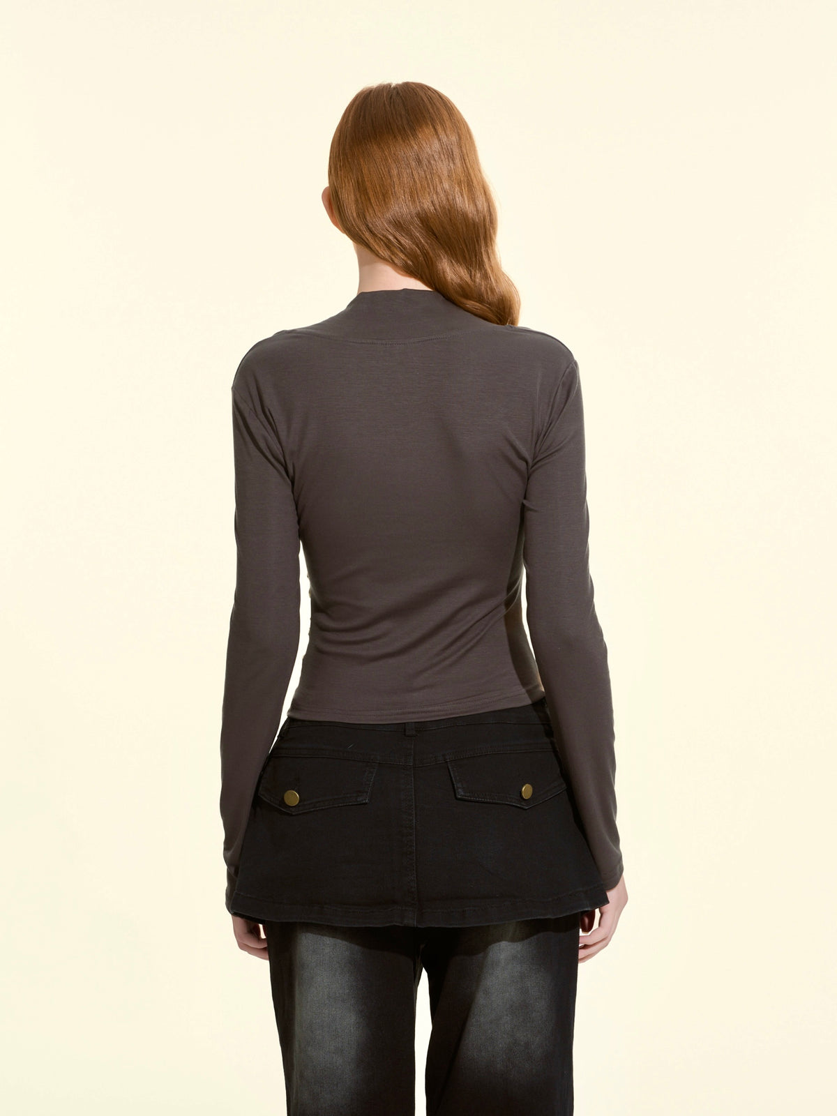 Sweet Square-Neck Polka Dot Fitted Top – Short Length Lyocell Knit