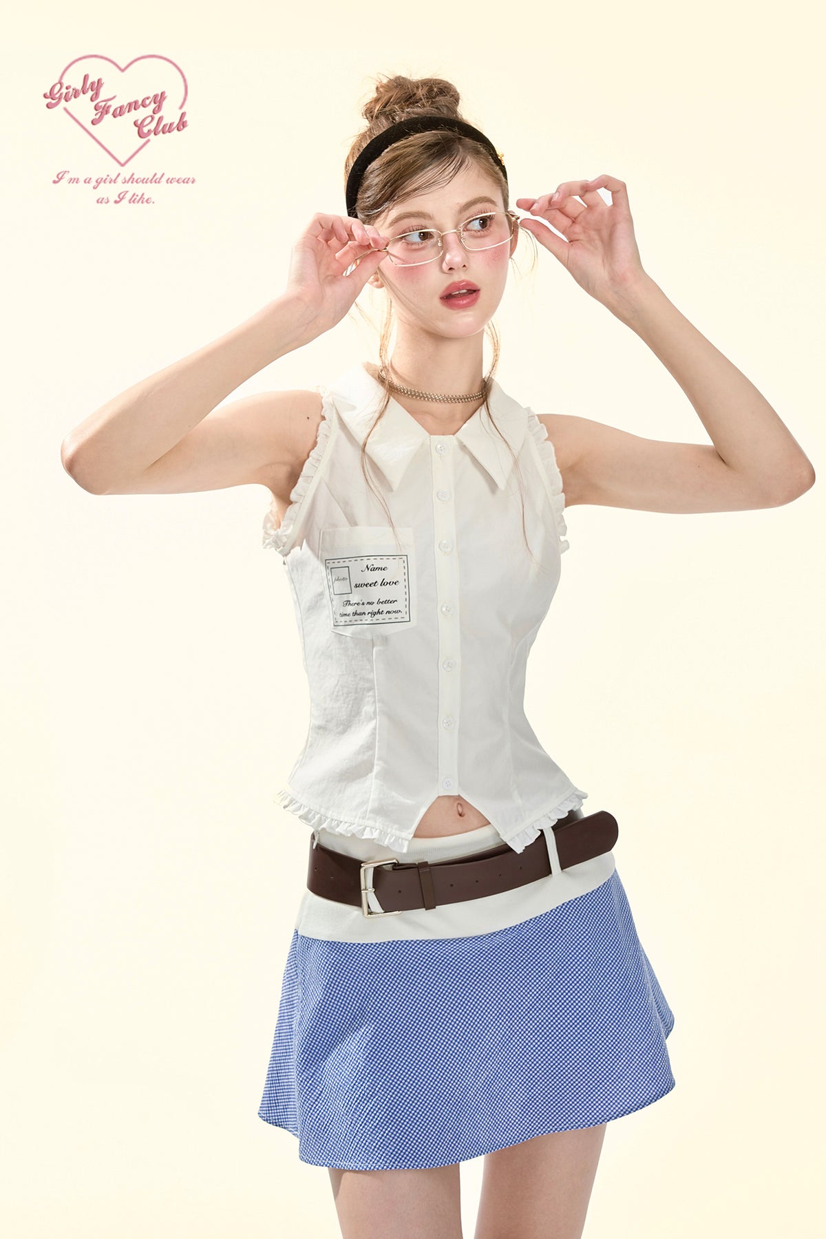 White Lace Trim Fitted Tank Top Women | American Preppy Sleeveless Blouse