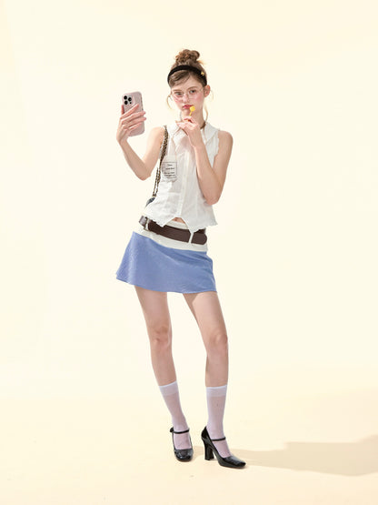 White Lace Trim Fitted Tank Top Women | American Preppy Sleeveless Blouse