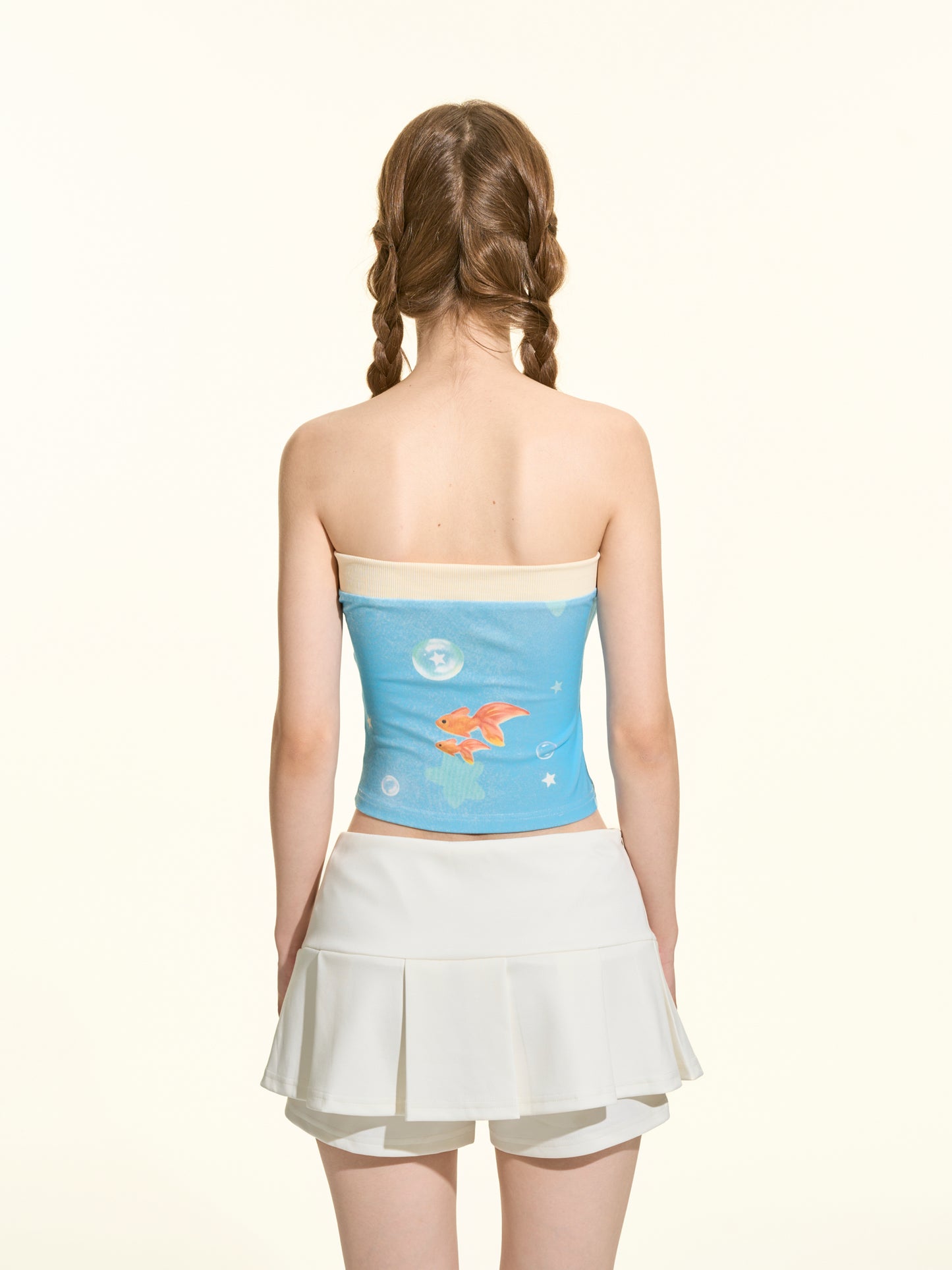 Blue Floral Strapless Tube Top – Slim Fit Sleeveless Cami