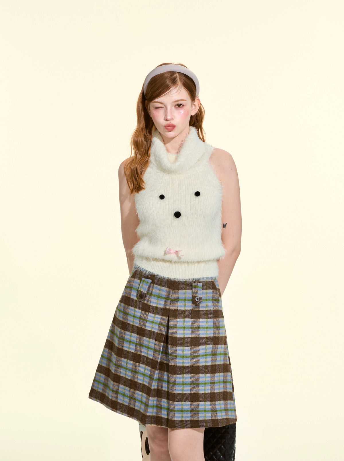 Women’s Plaid Pleated A-Line Midi Skirt | High-Waisted Vintage Fall Winter Wool Skirt