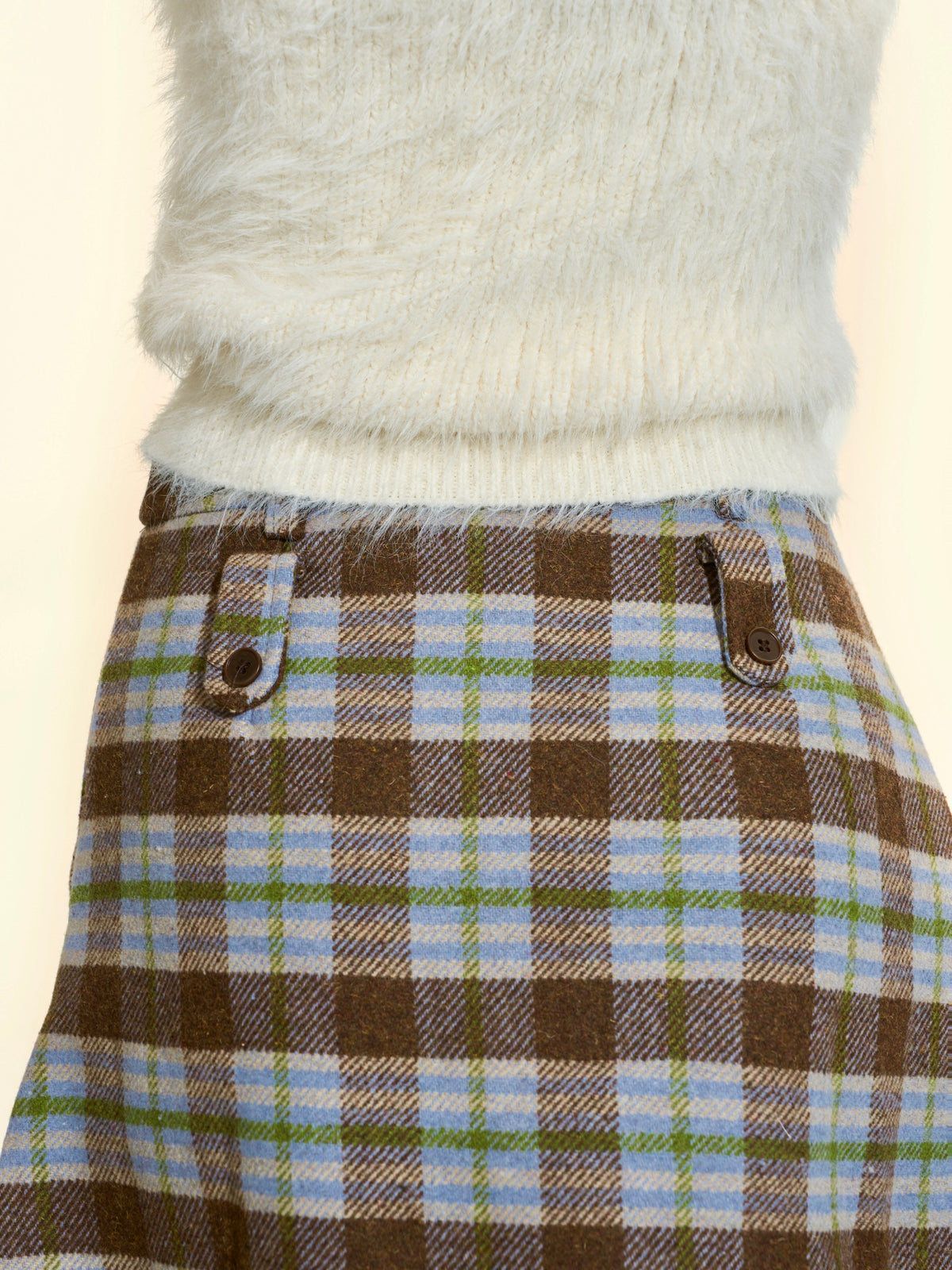 Women’s Plaid Pleated A-Line Midi Skirt | High-Waisted Vintage Fall Winter Wool Skirt