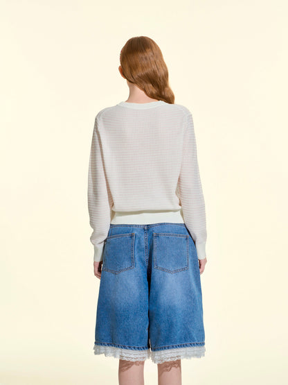 PURE Collection V-Neck Slim-Fit Silk & Wool Knit Top