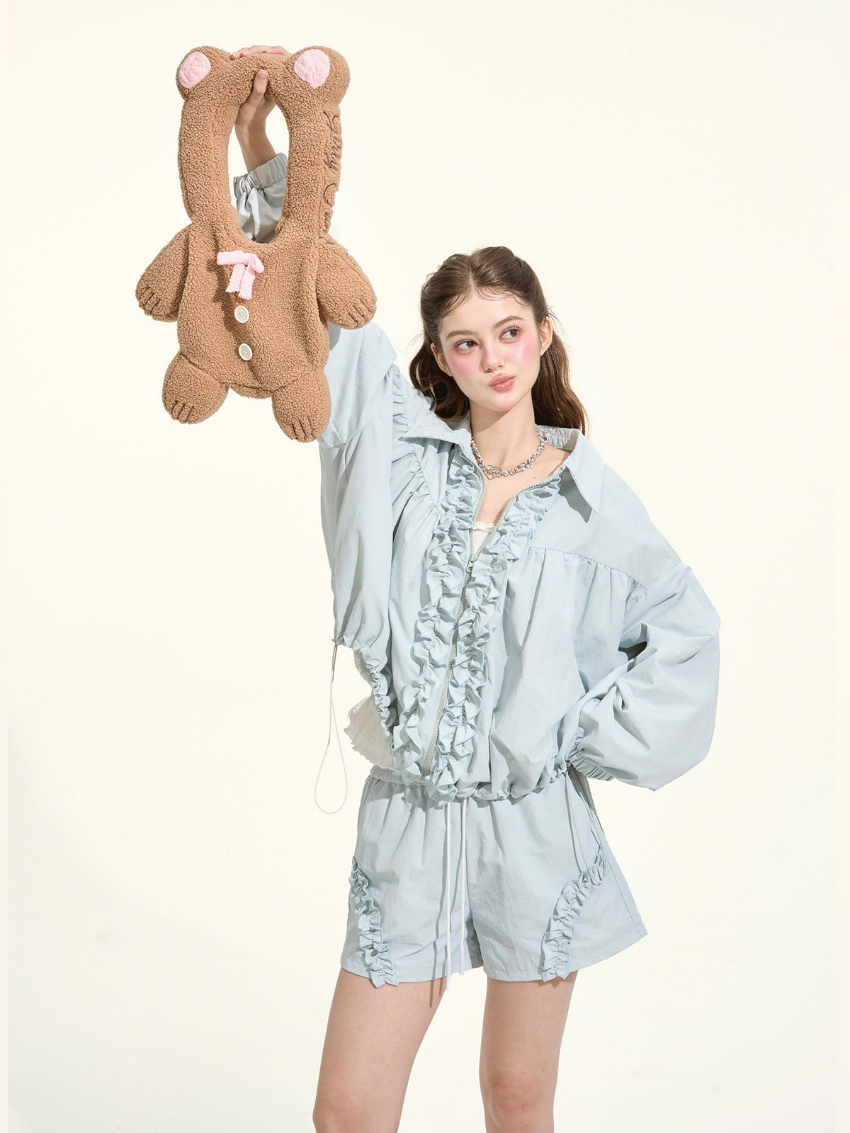Lake Blue Water-Repellent Jacket and Shorts Set