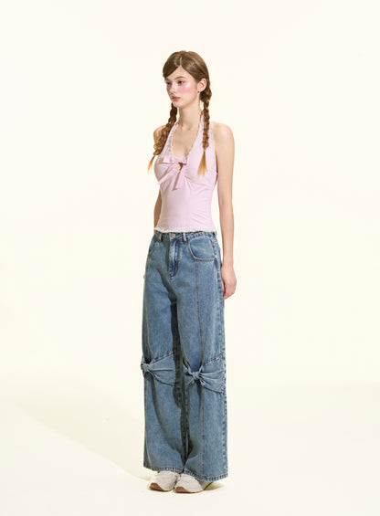 Pink Plaid Cotton Halter Tank Top Women Padded Slim Fit Sleeveless Summer Top