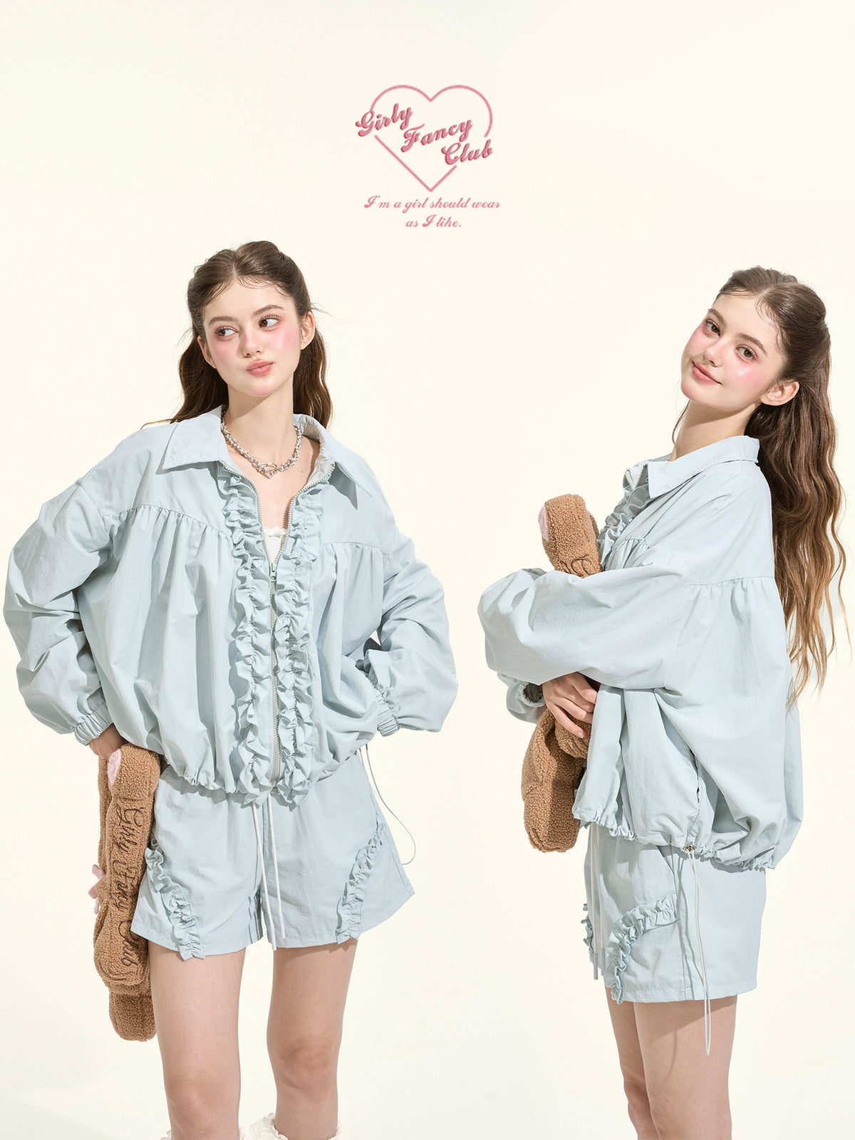 Lake Blue Water-Repellent Jacket and Shorts Set