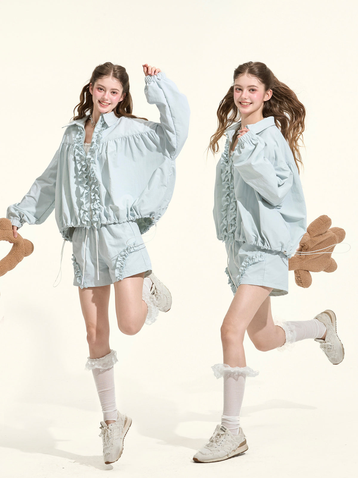 Lake Blue Water-Repellent Jacket and Shorts Set